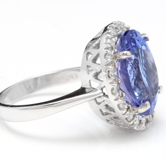 Joseph Abboud Slacks 7.70Ct Splendid Tanzanite & Diamond 14KW Gold Ring